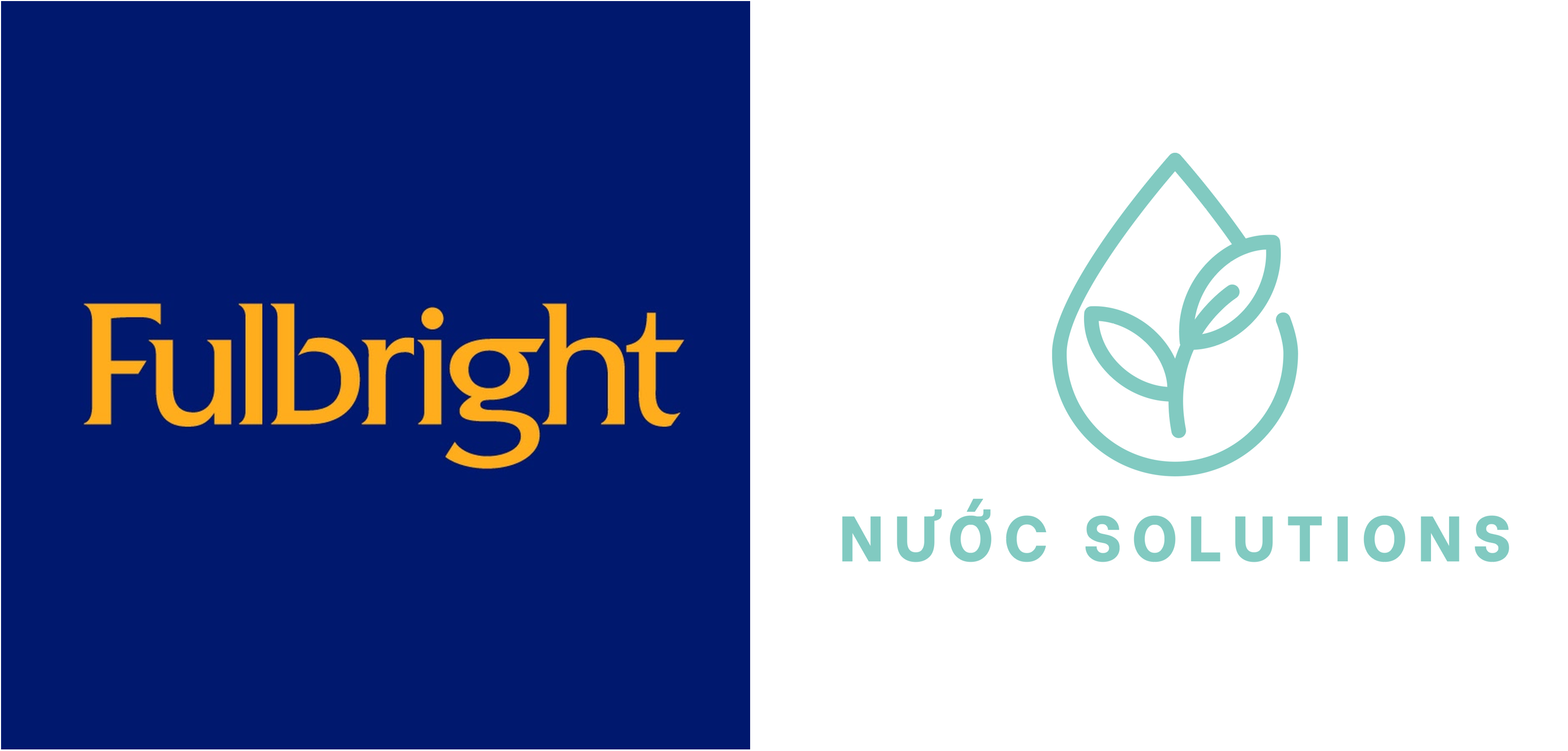 Logos of Fulbright University Vietnam and Nuoc Solutions